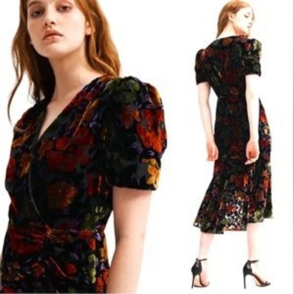 Floral Midi Dress - Black and Red - Picture 10 of 10
